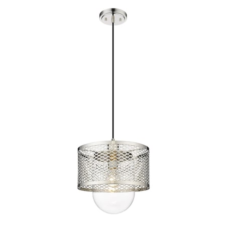 Z-Lite Kipton 1 Light Pendant, Polished Nickel & Clear 3037P11-PN